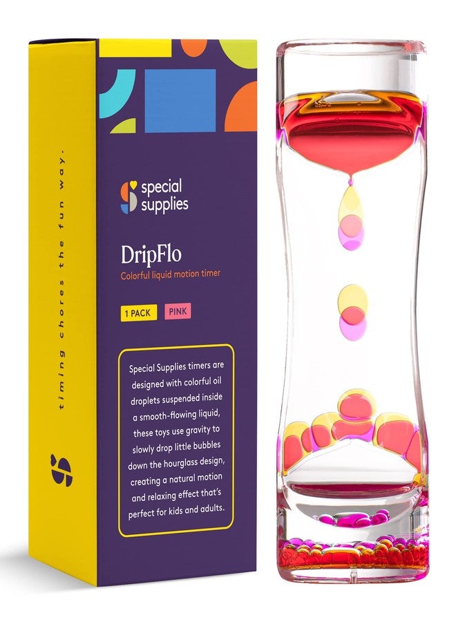 Special Supplies Liquid Motion Bubbler Toy (1-Pack) Colorful Hourglass Timer with Droplet Movement, Bedroom, Kitchen, Bathroom Sensory Play, Cool Home or Desk Decor (Pink) - Image 1